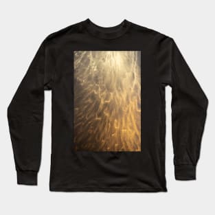 Alcohol ink abstract gold on a black background. Style incorporates the swirls of marble or the ripples of agate. Long Sleeve T-Shirt